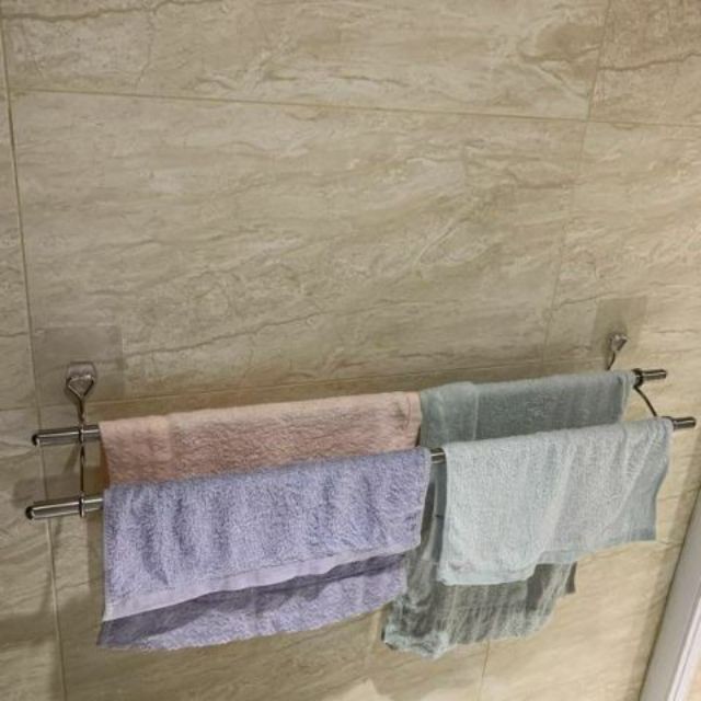 [熊好貼國際]雙桿毛巾架60cm(304不銹鋼)毛巾架 無痕掛勾 掛鉤  凹凸紋路牆面可貼(超黏) 舒適家, , large