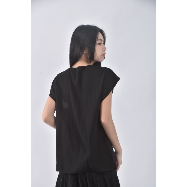 (S) emery rose質感黑色短袖上衣二手衣, , large