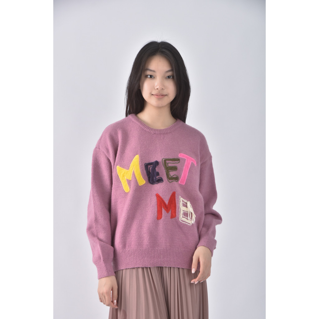 (XL) jc crew針織字母粉色長袖上衣二手衣