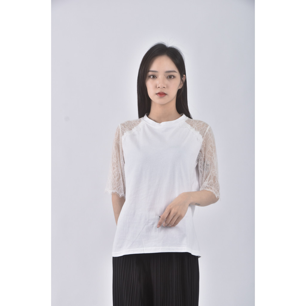 (S) xiancaishi蕾絲白色短袖上衣二手衣, , large