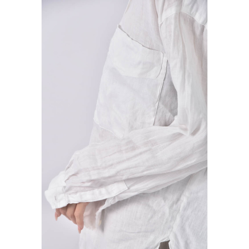 (2XL) h m亞麻純亞麻白色長袖上衣二手衣, , large