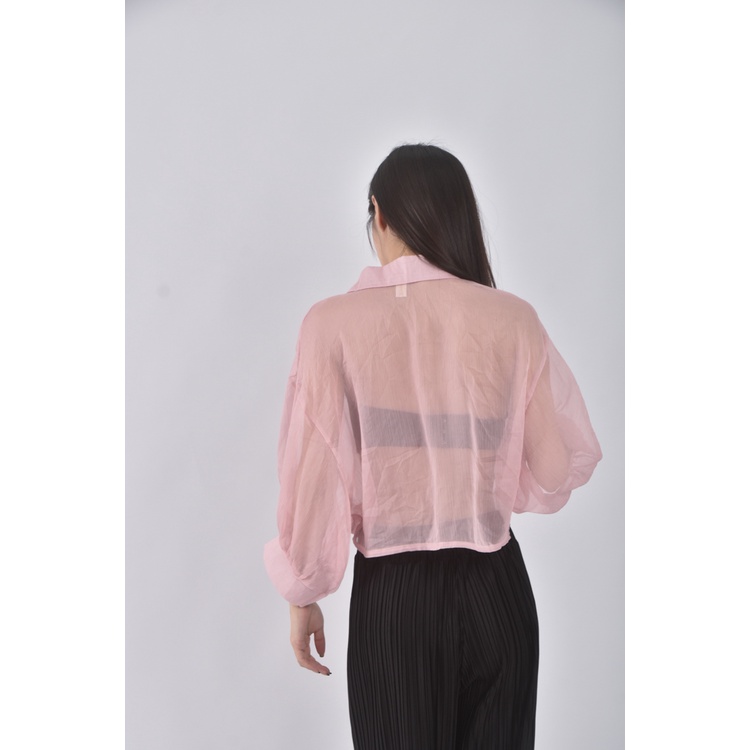 (S) 欣萬服飾修身短版粉色短袖上衣二手衣, , large
