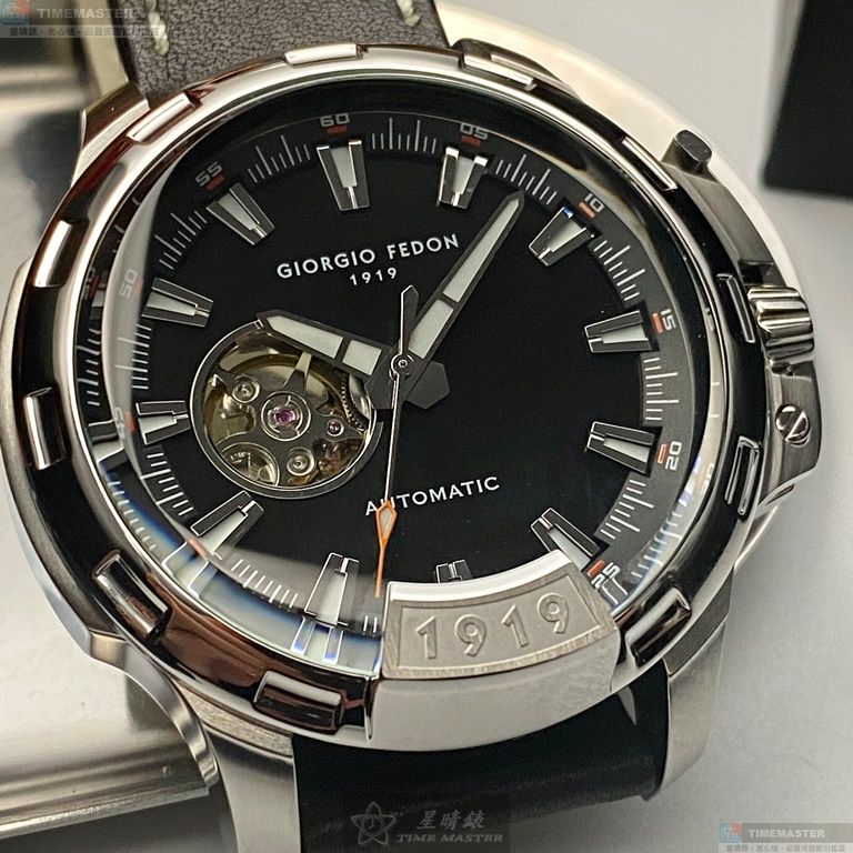 [星晴錶業]GiorgioFedon1919手錶,46mm,GF00056內容錶面銀錶殼深黑色真皮皮革錶帶款, , large