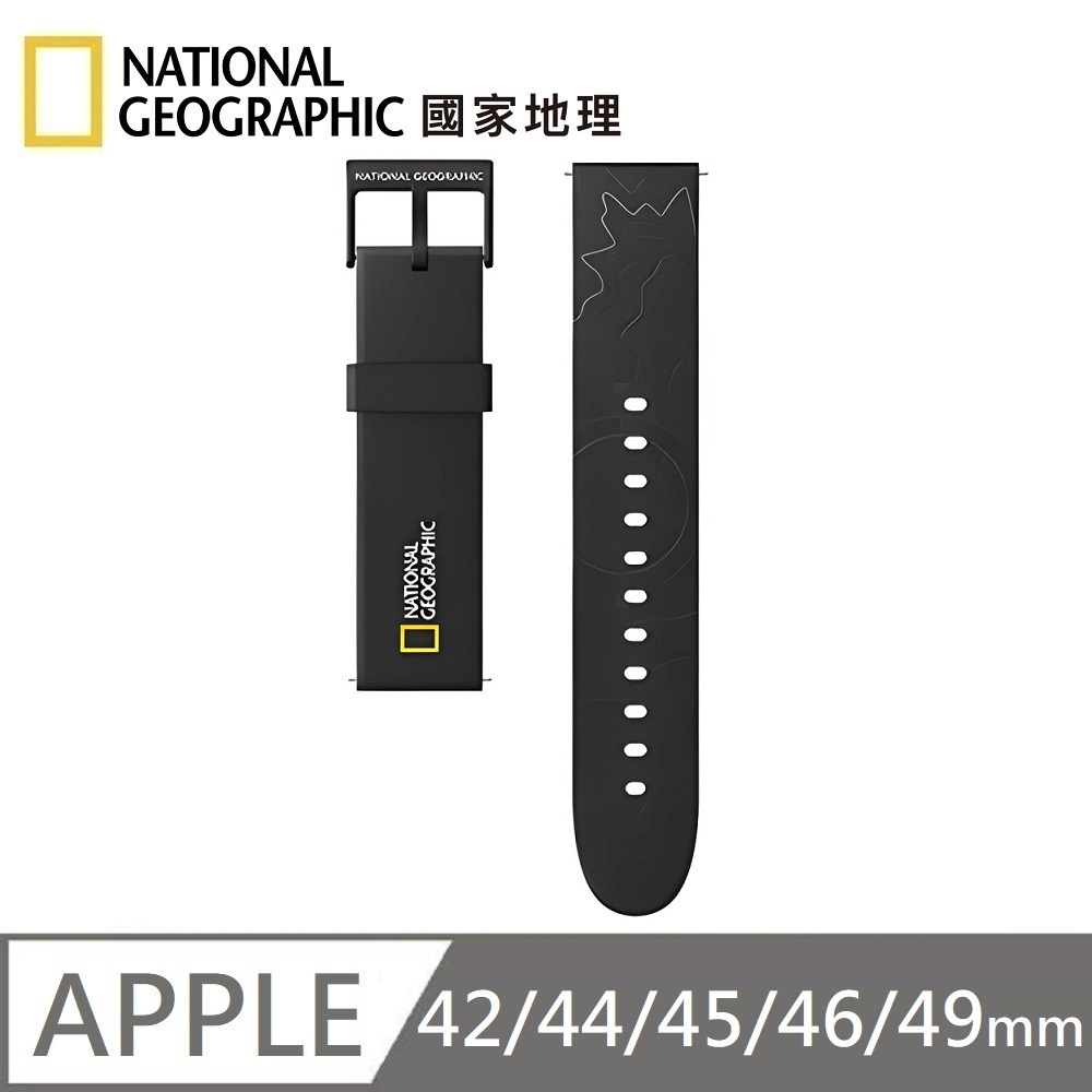 National Geographic Smart Apple Watch Strap Silicone Strap Applicable to Apple Watch 42/44/45/46/49mm - Mountain Black , , large