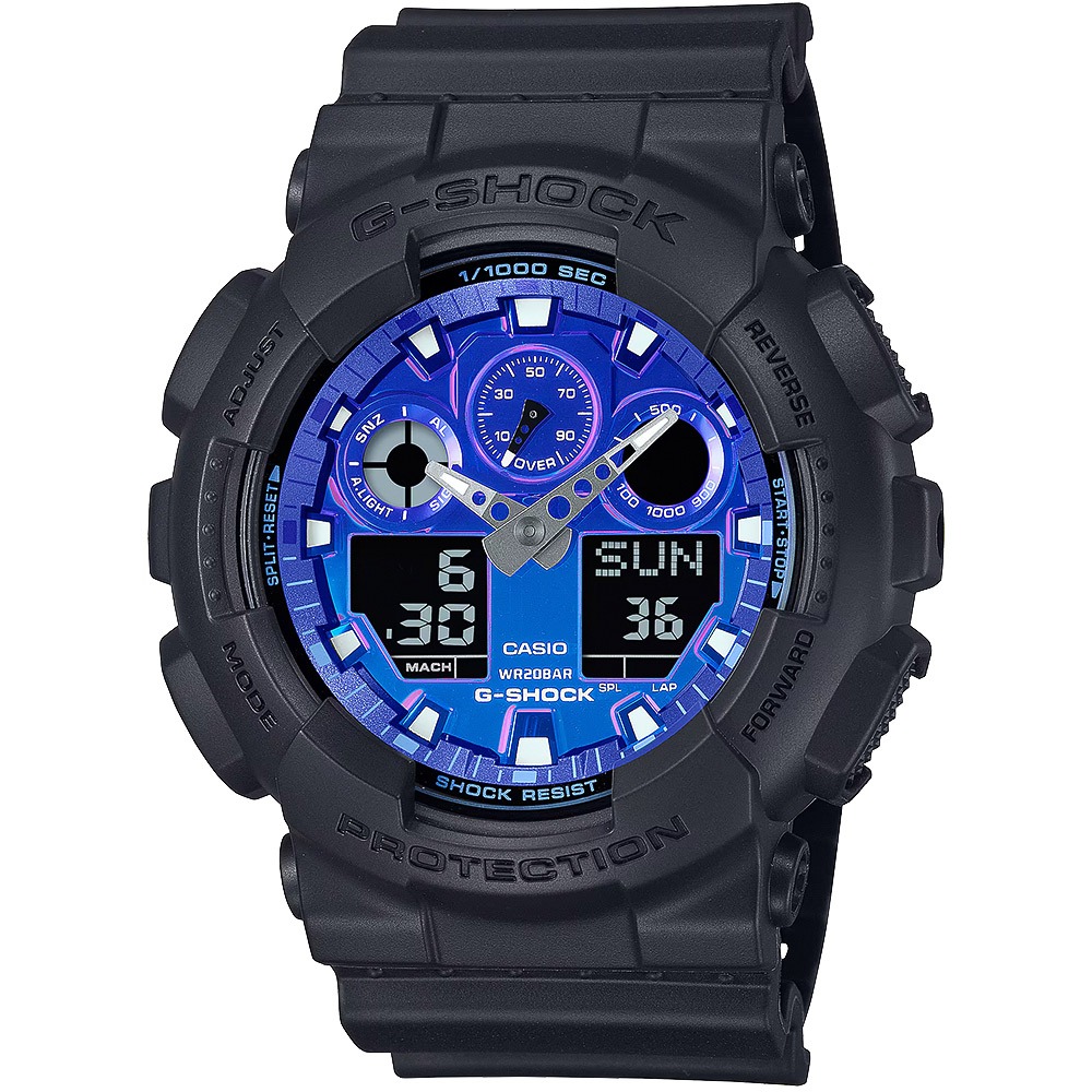 CASIO 卡西歐 G-SHOCK 熾熱火焰系列 雙顯手錶 GA-100FL-1A, , large
