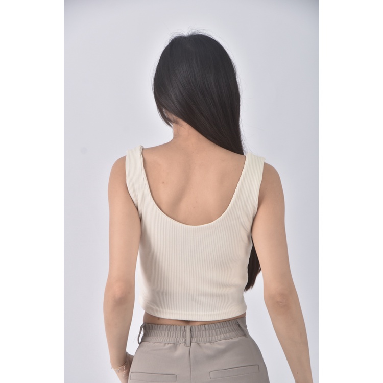 (S) topdressing韓牌質感修身短版有內襯杏色上衣二手衣, , large