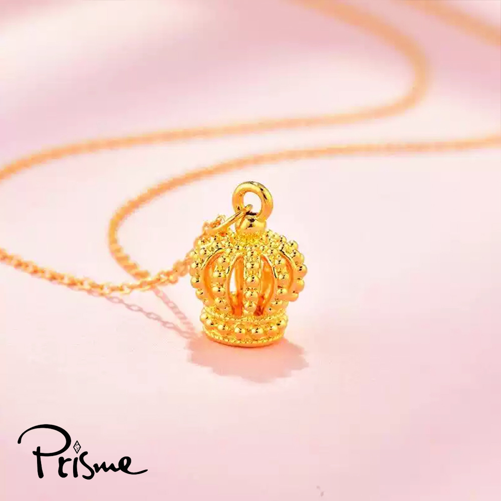 【Prisme Gold】黃金項鍊 立體皇冠 鍊墜項鍊 (金重：約0.08錢±0.03), , large
