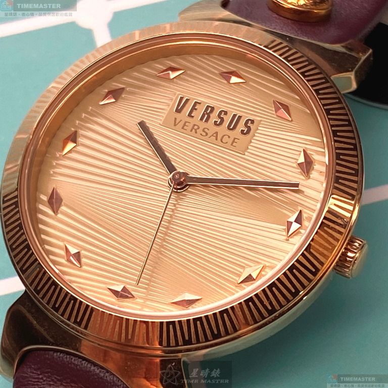 [星晴錶業]VERSUS VERSACE手錶,36mm,VV00298香檳紅錶面玫瑰金錶殼玫瑰金色精鋼錶帶款, , large