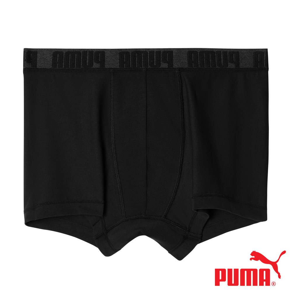 PUMA 平口內褲 1件組 彪馬 跳豹 男內褲 平角內褲 修身 防捲邊 貼合 耐穿 柔軟 棉質 排汗 透氣 抗菌 黑 灰, 黑,M, large