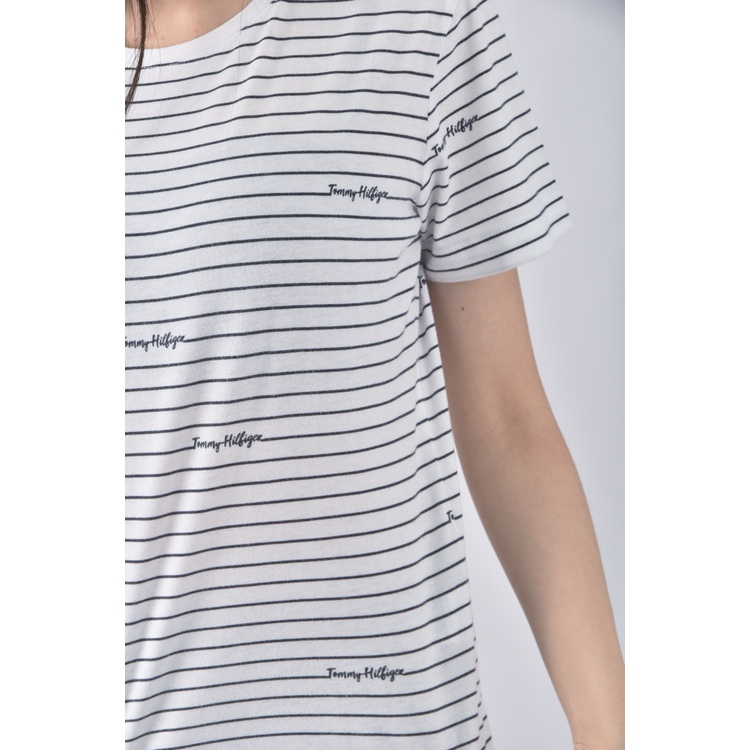 (S) tommy hilfiger棉質純棉條紋白色短袖上衣二手衣, , large