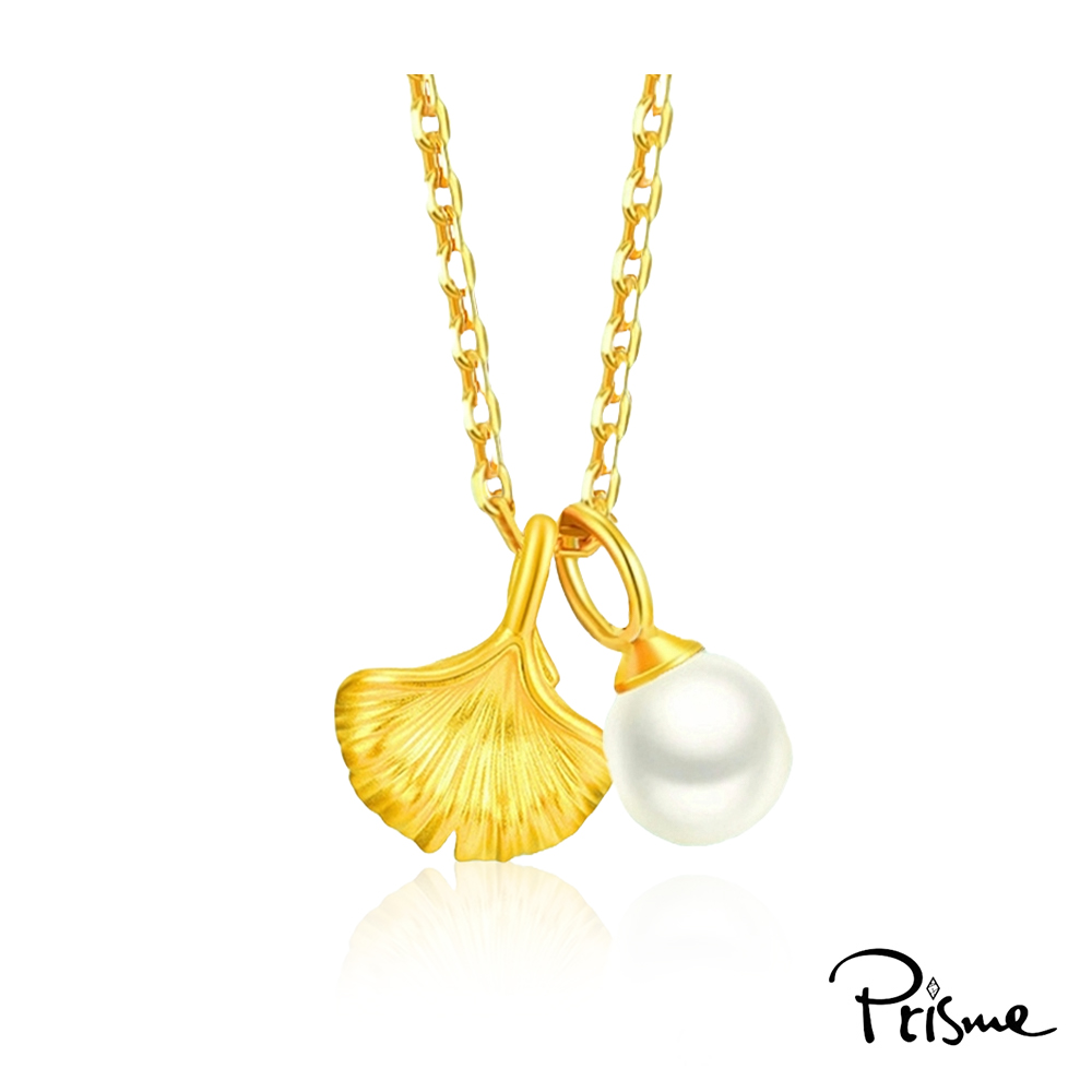 【Prisme Gold】黃金項鍊 銀杏珍珠墜飾 (金重：約0.02錢±0.01), , large