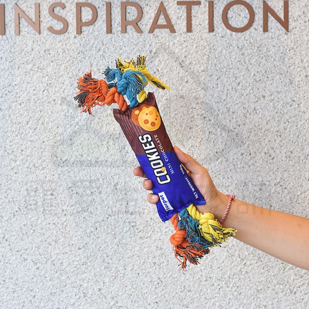 【寵愛生活本舖】餅乾/洋芋片造型棉繩發聲玩具 寵物玩具 狗狗玩具 啃咬玩具, , large