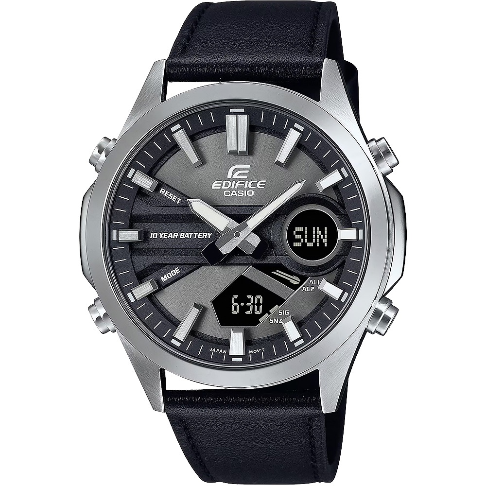 CASIO 卡西歐 EDIFICE 10年電力簡約計時手錶-黑 EFV-C120L-8A