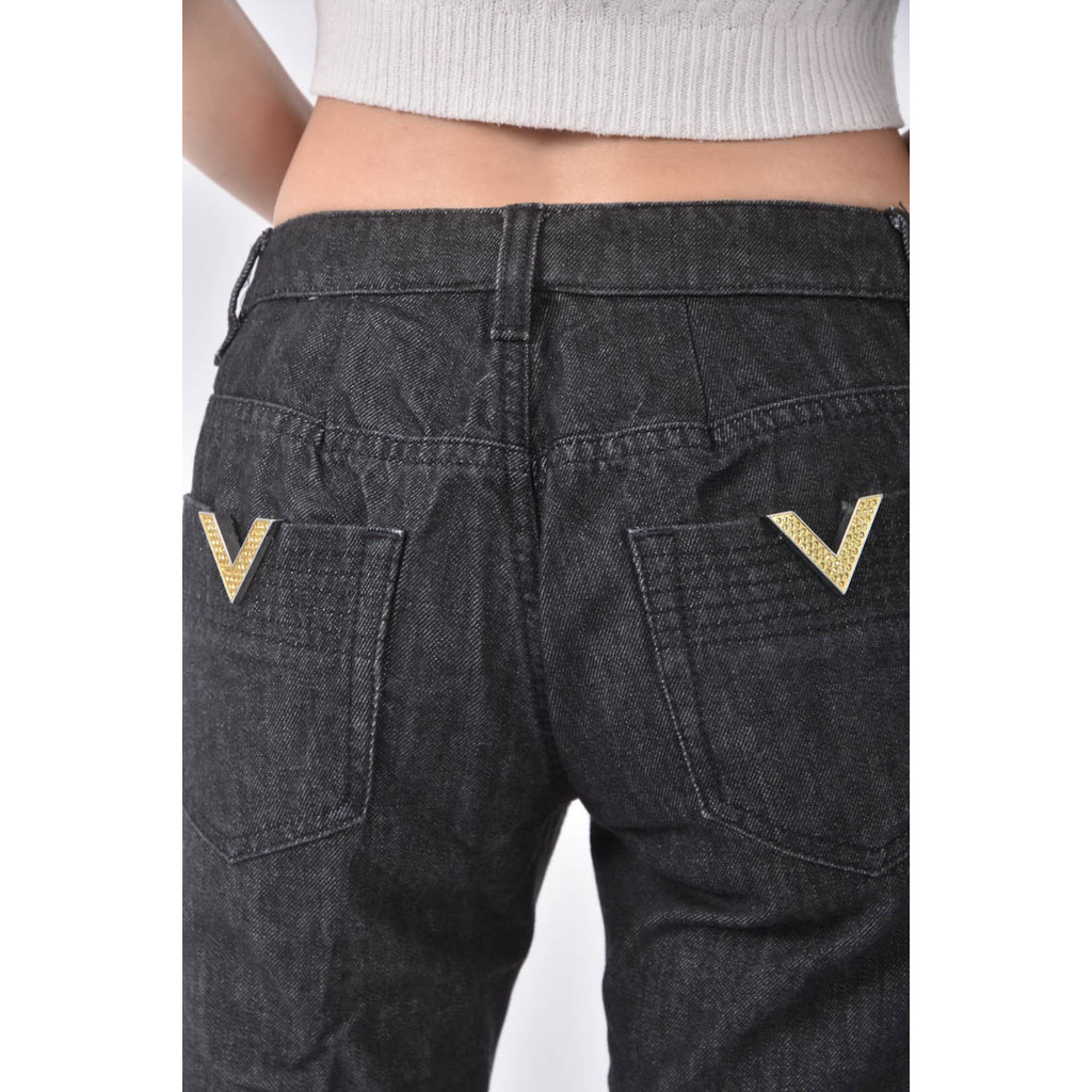 (XL) red valentino丹寧牛仔寬版黑色長褲二手衣, , large