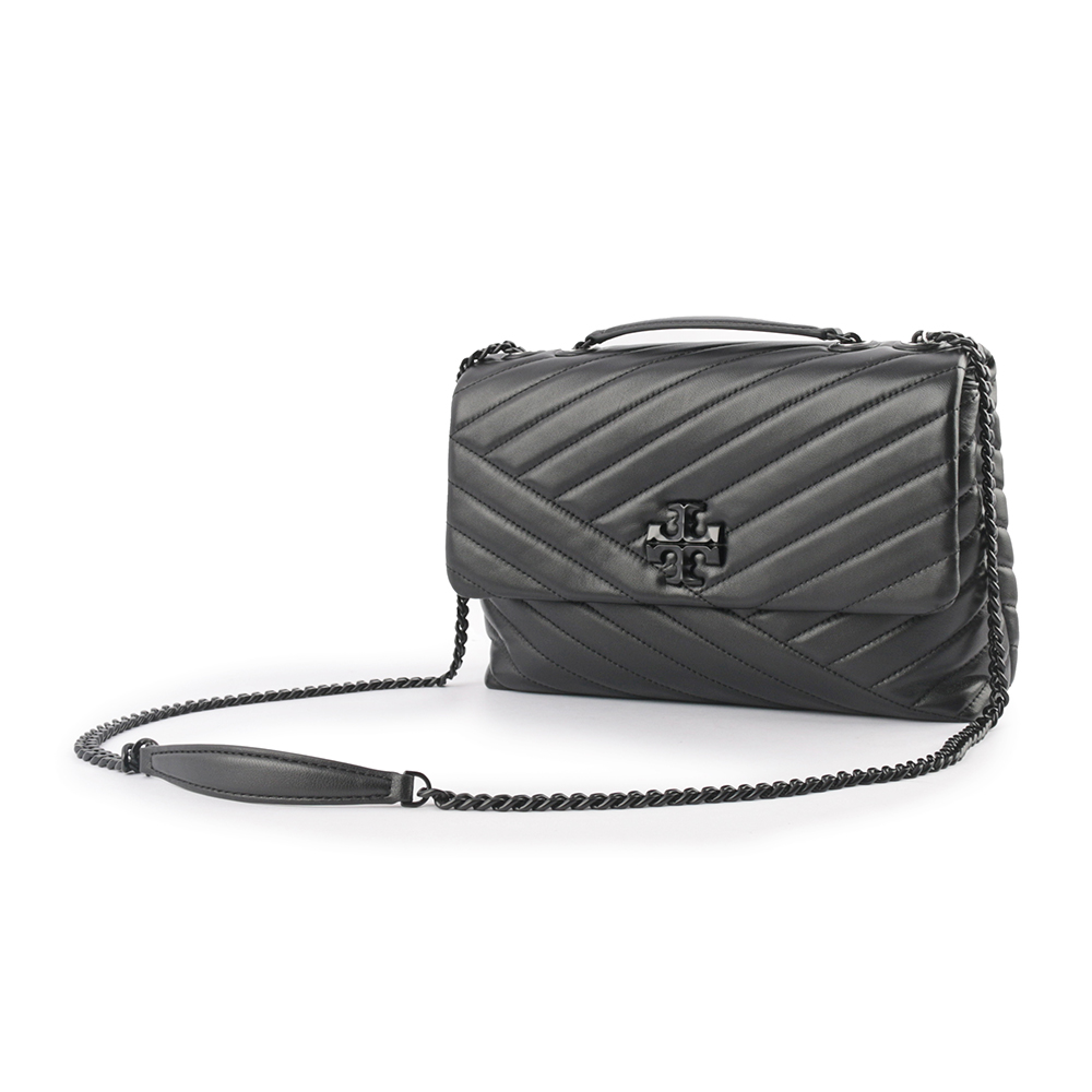 TORY BURCH Kira 黑釦縫線設計肩背/斜背二用包/黑色, , large