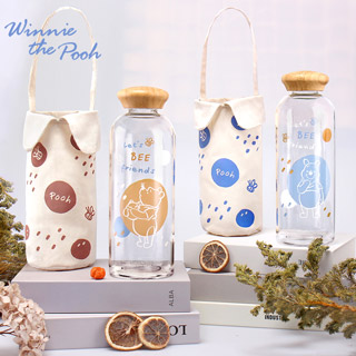 Disney迪士尼 維尼日和 竹蓋大玻璃瓶提袋組1000ml, , large