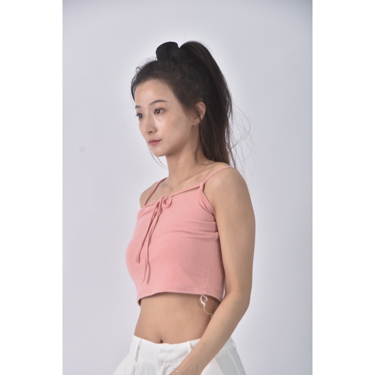 (S) 【安于晴Charlene私服】吊帶修身短版棉質無袖粉色上衣二手衣, , large