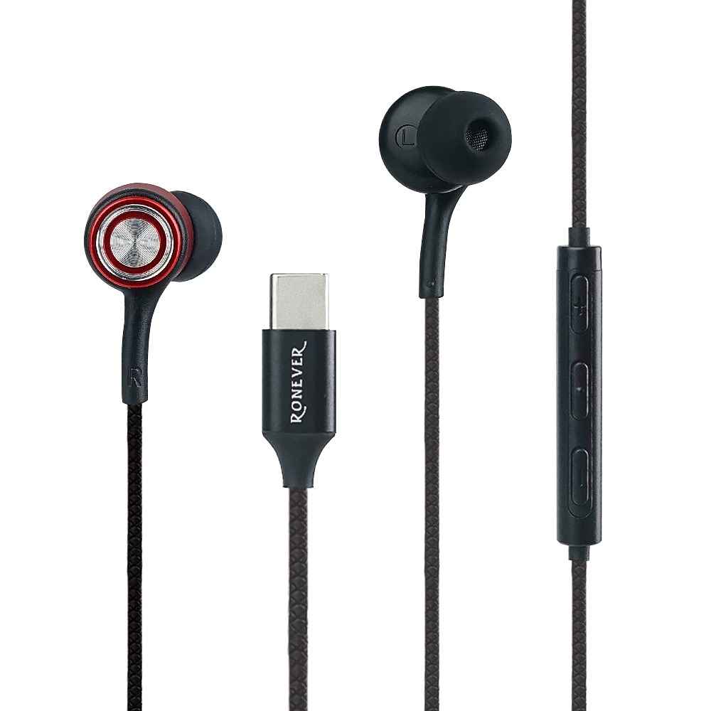 [RONEVER] TYPE-C鋁合金入耳式耳麥 MOE359-1 紅, , large