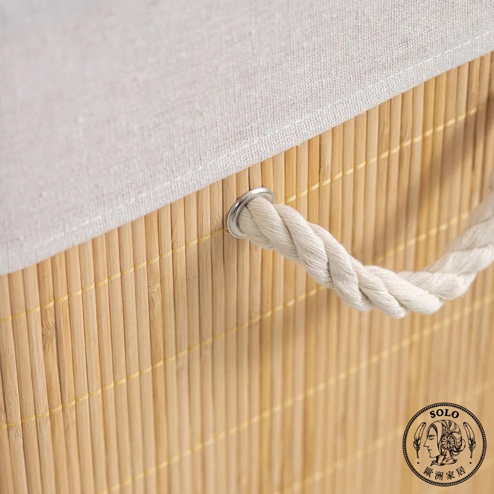 【SOLO歐洲家居】LCW Home 56x39x29cm 天然竹編收納洗衣籃 附蓋手把款 髒衣籃 置物籃, , large