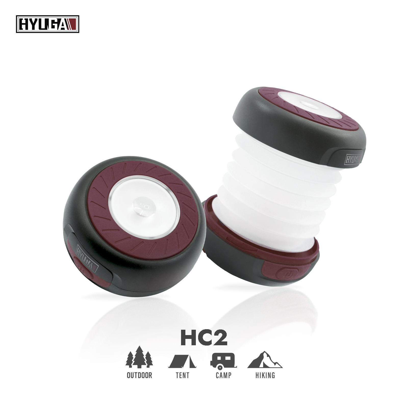 【HYUGA】Collapsible LED Camping Lantern – Dual Charging Modes, Dual Light Sources, Retro Chic Style, Tent Light, Ambient Light, Night Light , , large