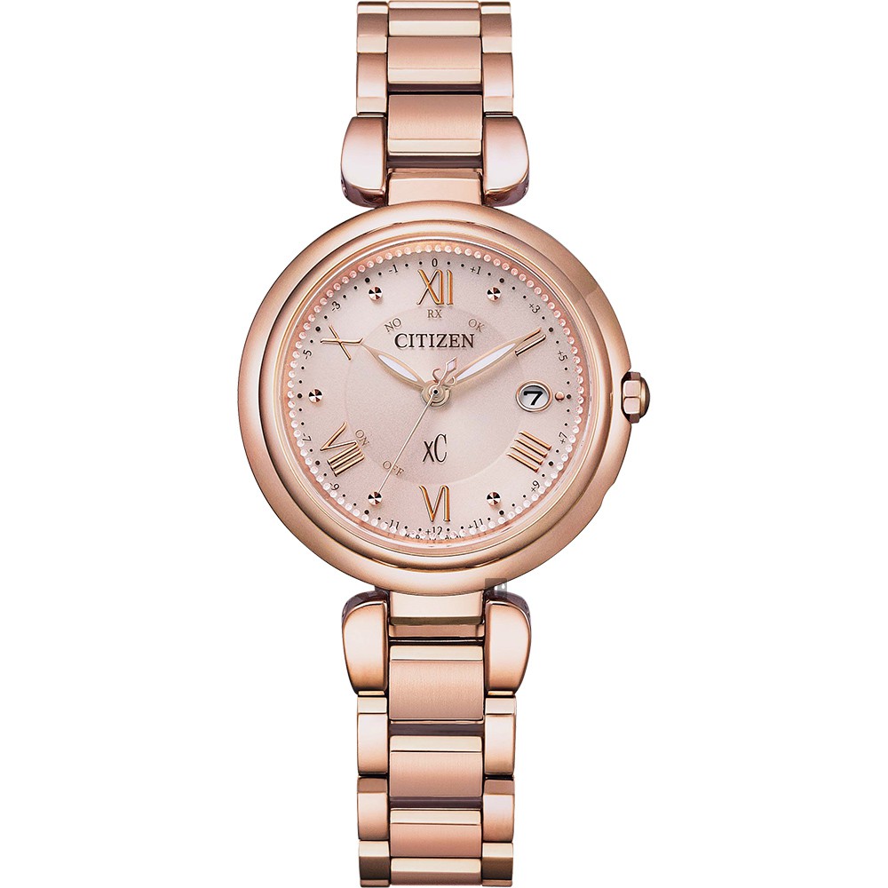 CITIZEN 星辰 XC 鈦金屬光動能電波萬年曆女錶 ES9468-51W