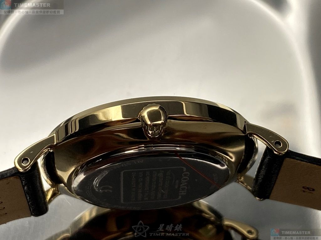 [星晴錶業]COACH手錶,36mm,CH00006黑色錶面金色錶殼深黑色真皮皮革錶帶款, , large