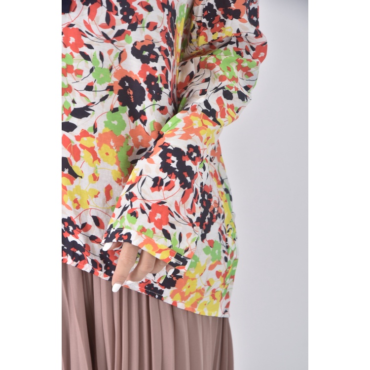 (S) nautica質感花紋橘色長袖上衣二手衣, , large