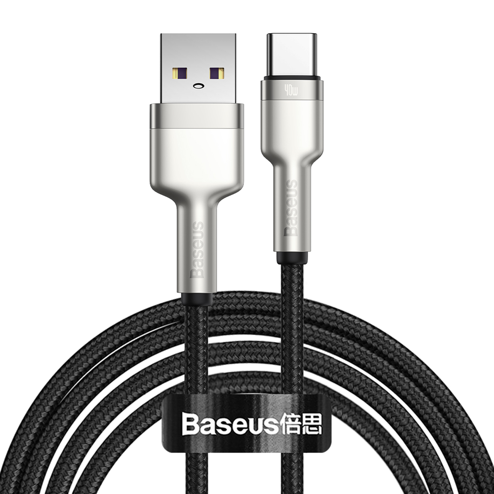 【BASEUS】iPhone不適用 40W倍思金屬卡福樂USB to Type-C充電線 200公分 黑色(快充線 數據線 TC線), , large