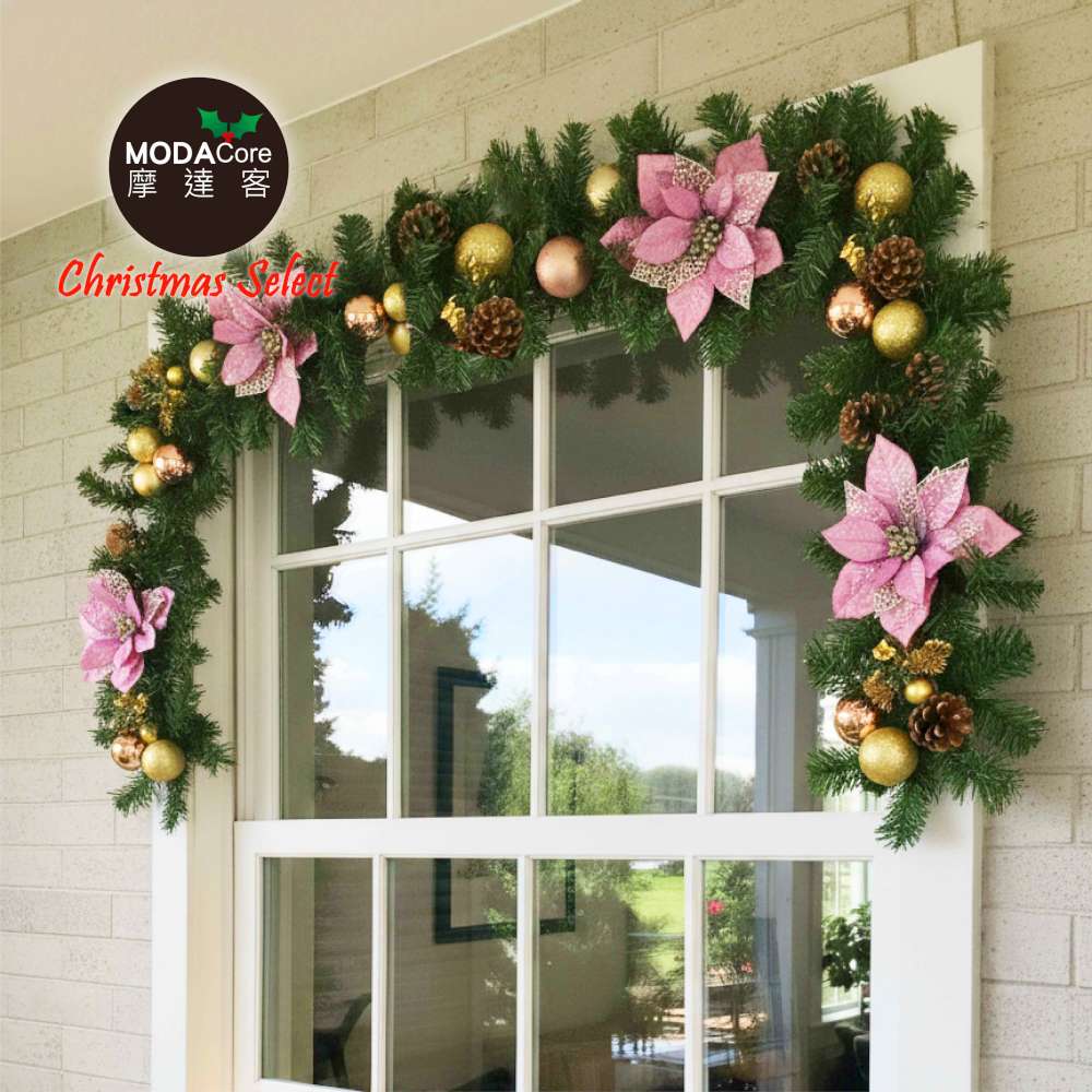 摩達客9尺/270cm聖誕裝飾樹藤條_浪漫紫金系-免組裝/可彎曲調整_可掛門邊/窗邊/牆沿_本島免運費, , large