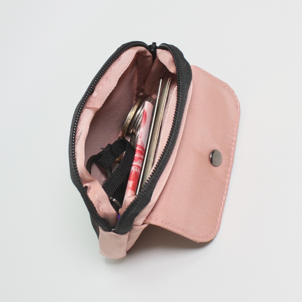 【YUN JOIN】TWILL-時尚零錢包-粉色 隨身包 小包 證件包 鑰匙圈 禮物 開學季, , large