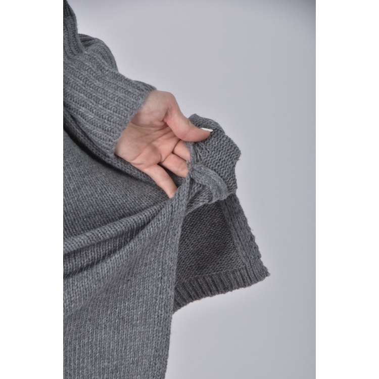 (M) 質感針織高領灰色洋裝二手衣, , large