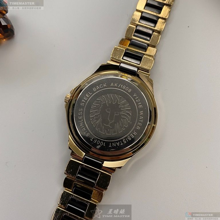 [星晴錶業]AnneKlein手錶,38mm,AN00553黑色錶面金色錶殼黑金精鋼錶帶款, , large