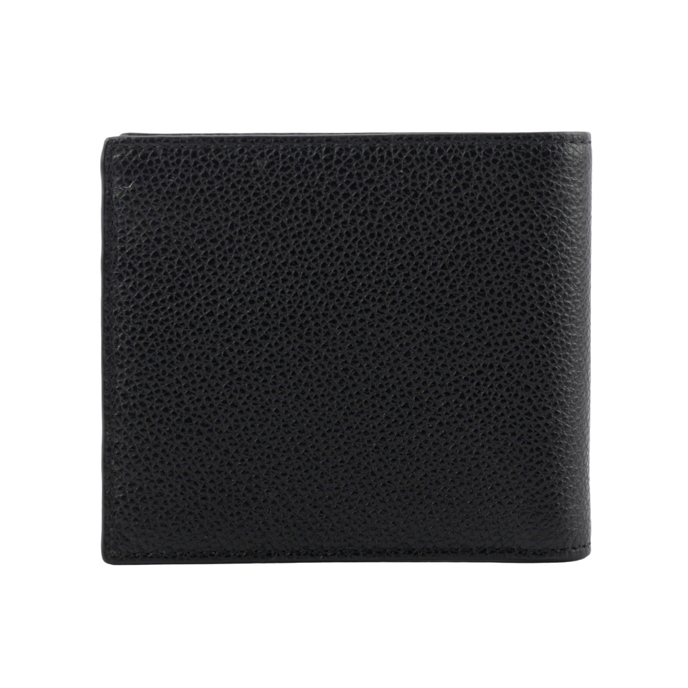 PRADA 銀字Logo 粒紋牛皮對開8卡短夾/黑色, , large