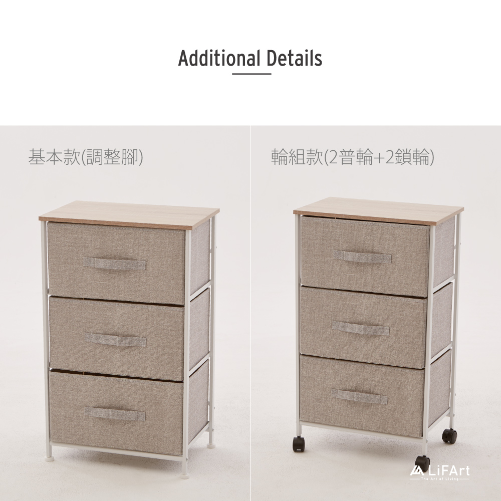 3 Drawer Fabric Storage Bins, , large