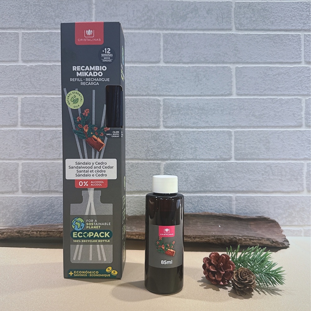 [西班牙CRISTALINAS] 無酒精 經典室內擴香補充瓶(85ml) - 檀香雪松 木質調 秋冬 香氛 擴香 雪松, , large