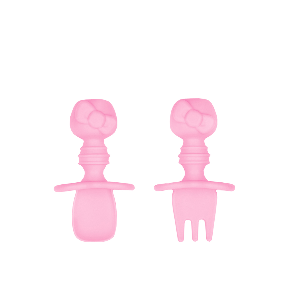 Bumkins 寶寶白金矽膠湯叉組-Kitty, , large