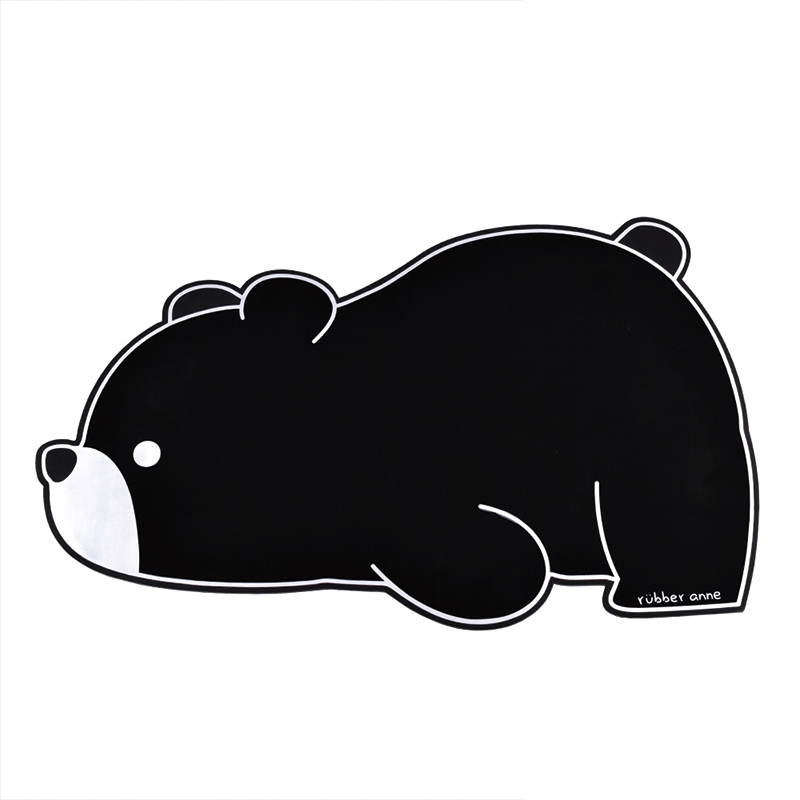 【怪獸】rubber anne 10秒頂吸 軟式珪藻土造型吸水地墊 黑白動物園 (64x40cm) -黑熊