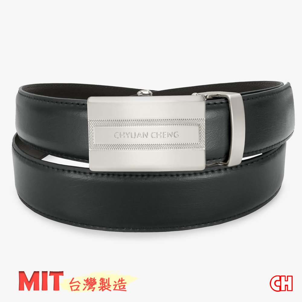 【CH-BELT 銓丞皮帶】男自動皮帶 簡約型男 免打孔 男皮帶腰帶(黑), , large