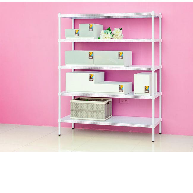【Y HOUSE】120x45x60cm perforated board two-layer shelf perforated board shelf iron rack - painted white, , large