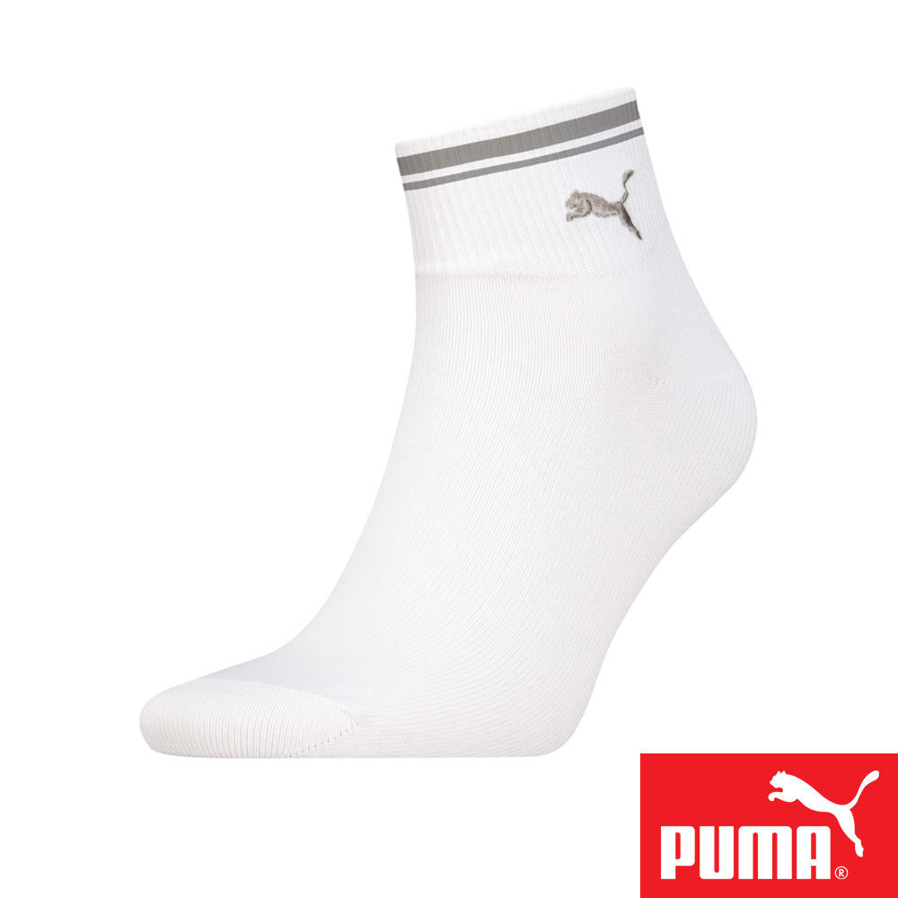 PUMA 男女款短筒襪1雙裝 彪馬 跳豹 男襪 女襪 襪子 短襪 腳踝襪 棉襪 柔軟 舒適 抗菌 除臭 耐磨 白灰 白藍, , large