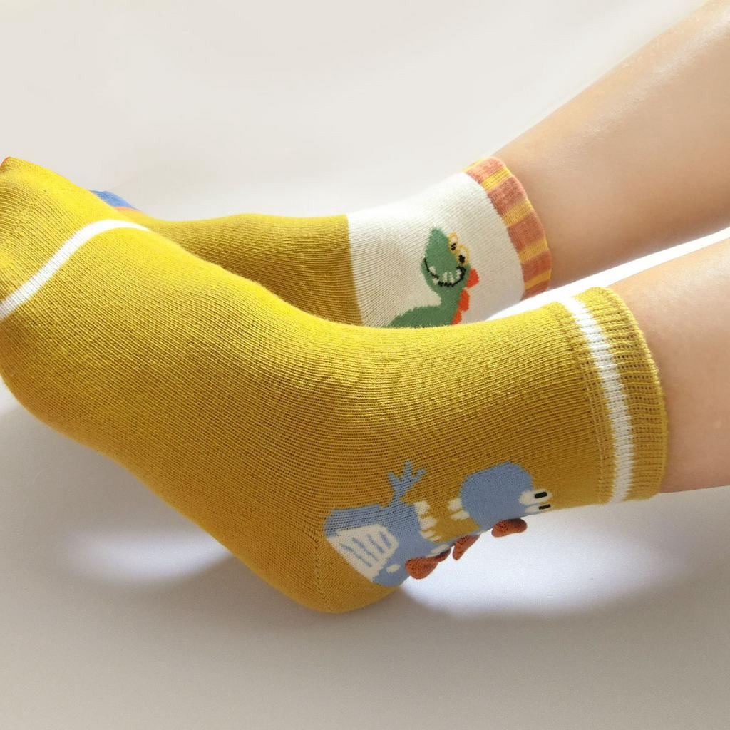 [Kaimei Cotton Industry] 8 pairs set, random and excellent, MIT made in Taiwan, pure cotton comfortable style big children's socks DINO dinosaur baby style, , large