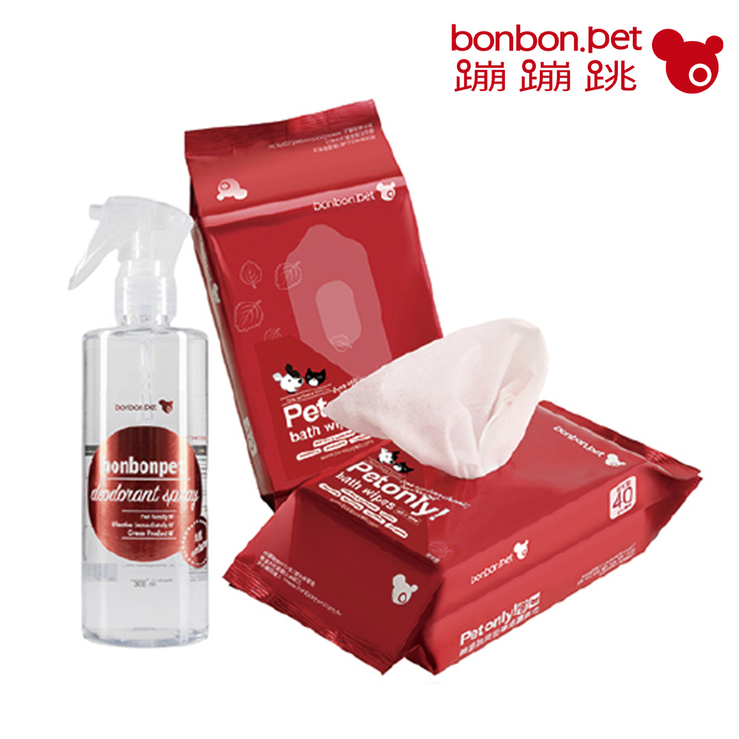 Pet-Friendly Household Deodorizing Spray 300ml + Scented Wet Wipes (40 sheets) 2-Pack Set