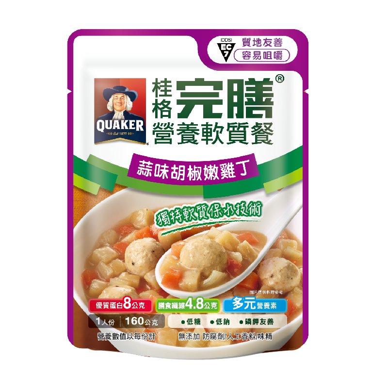 桂格完膳蒜味胡椒嫩雞丁160G, , large