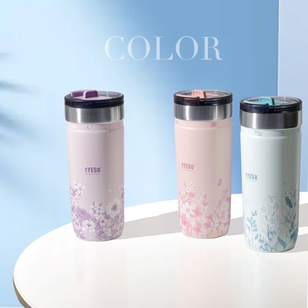 【H&R安室家】泰碩 TYESO 花卉系列304不鏽鋼吸管杯710ml(H42), , large