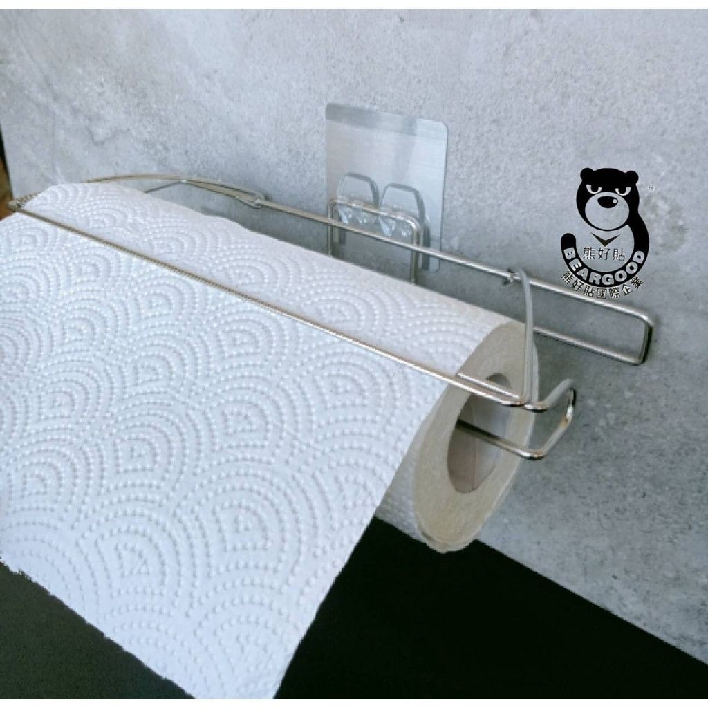 [熊好貼國際] 有蓋餐巾紙架 好市多餐巾可用 台灣製造304不鏽鋼 保鮮膜收納無痕掛勾 凹凸粗糙不平整光滑牆面皆可貼, , large