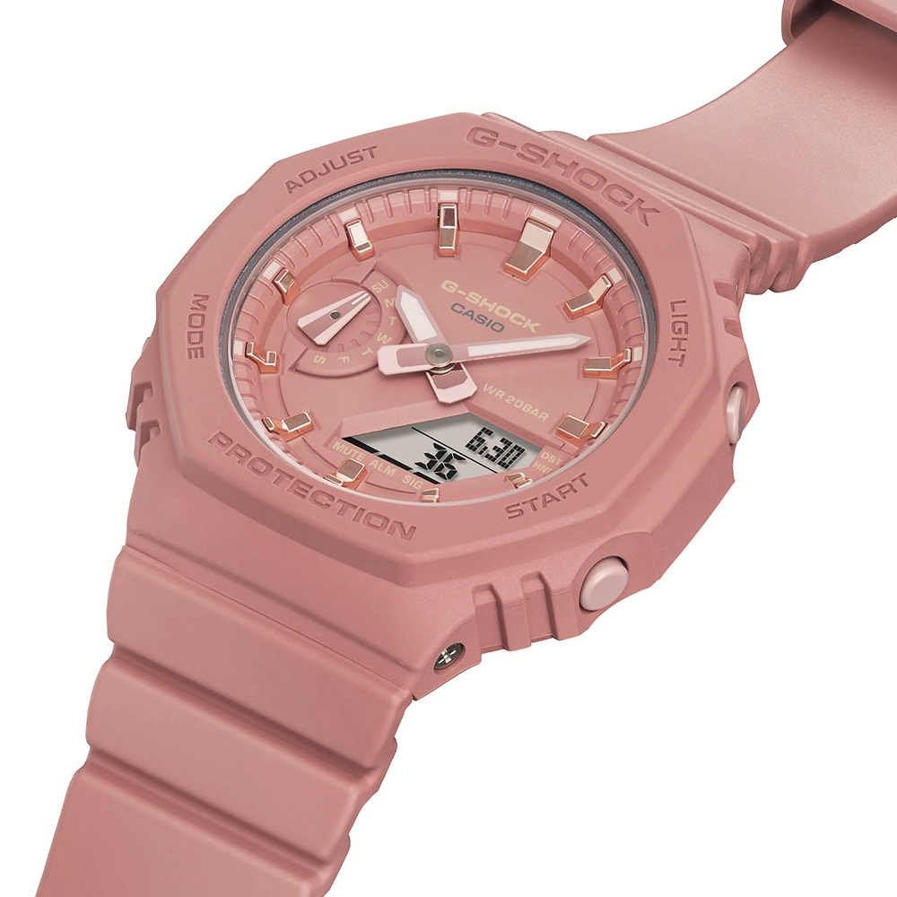 CASIO 卡西歐 G-SHOCK 珊瑚粉 八角雙顯手錶 GMA-S2100-4A2, , large