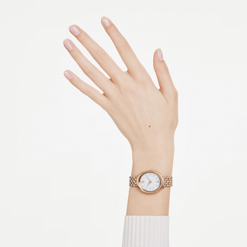 SWAROVSKI 施華洛世奇 Imber 璀璨水晶橢圓形手錶 女錶-玫瑰金/37 x 30mm(5717532), , large