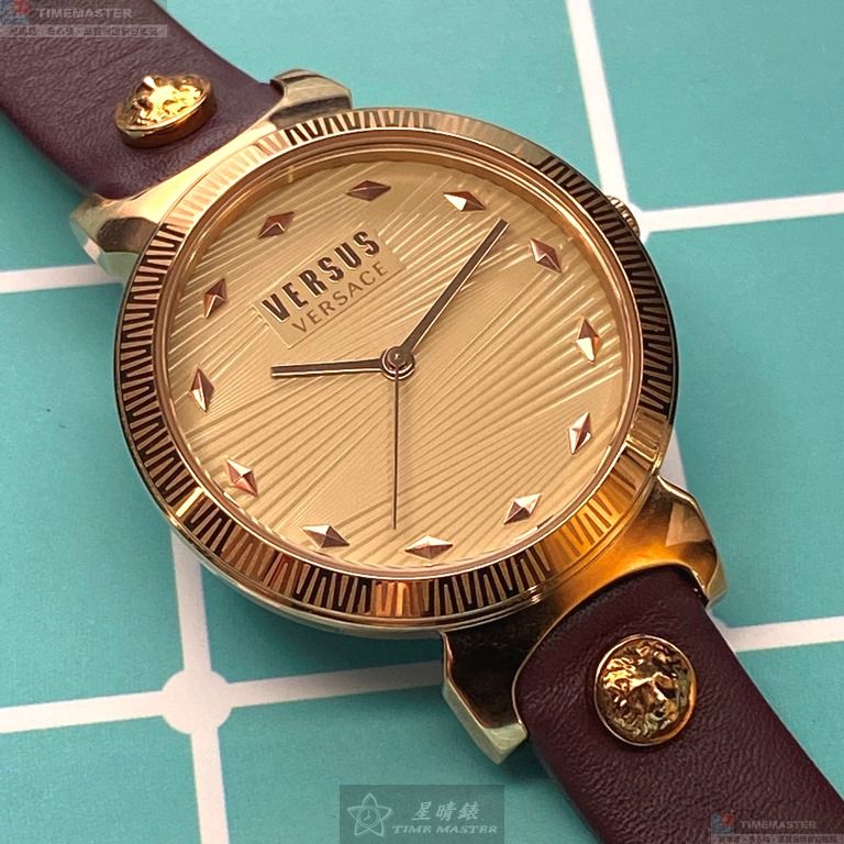 [星晴錶業]VERSUS VERSACE手錶,36mm,VV00298香檳紅錶面玫瑰金錶殼玫瑰金色精鋼錶帶款, , large