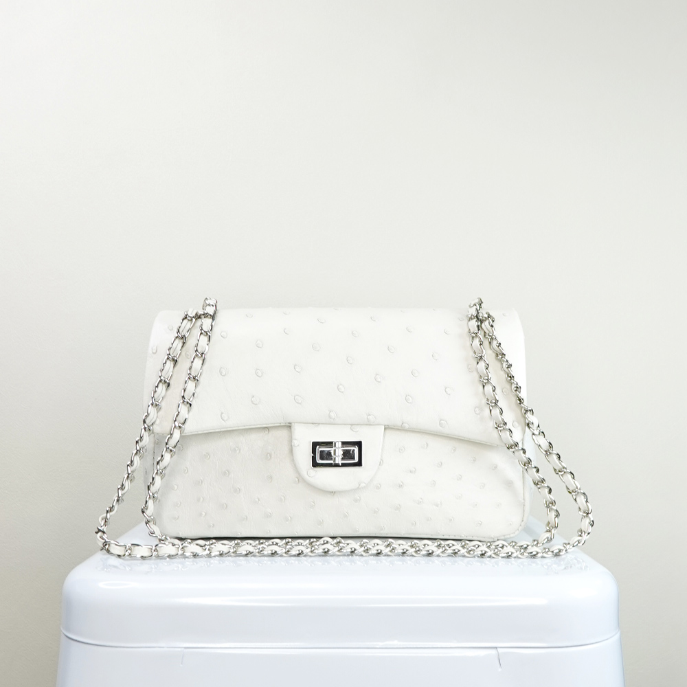 【M2nd】 Ostrich Class Flap Bag with Chain
