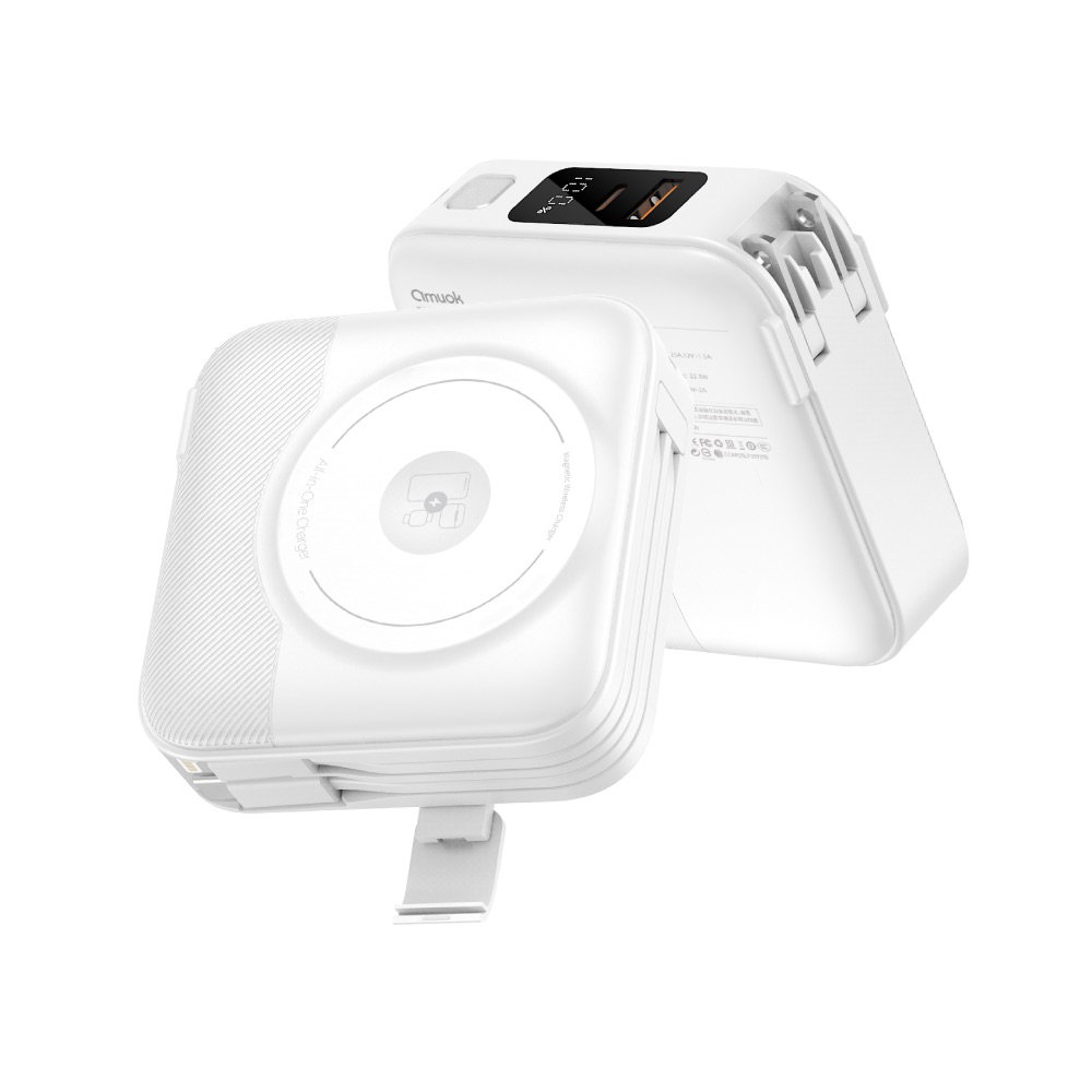 【amuok】10000mAh All-in-one Wireless Charging Power Bank(Black)